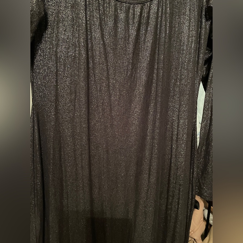 NWT Skims Soft Lounge Shimmer Long Sleeve Dress in Onyx - Picture 4 of 6